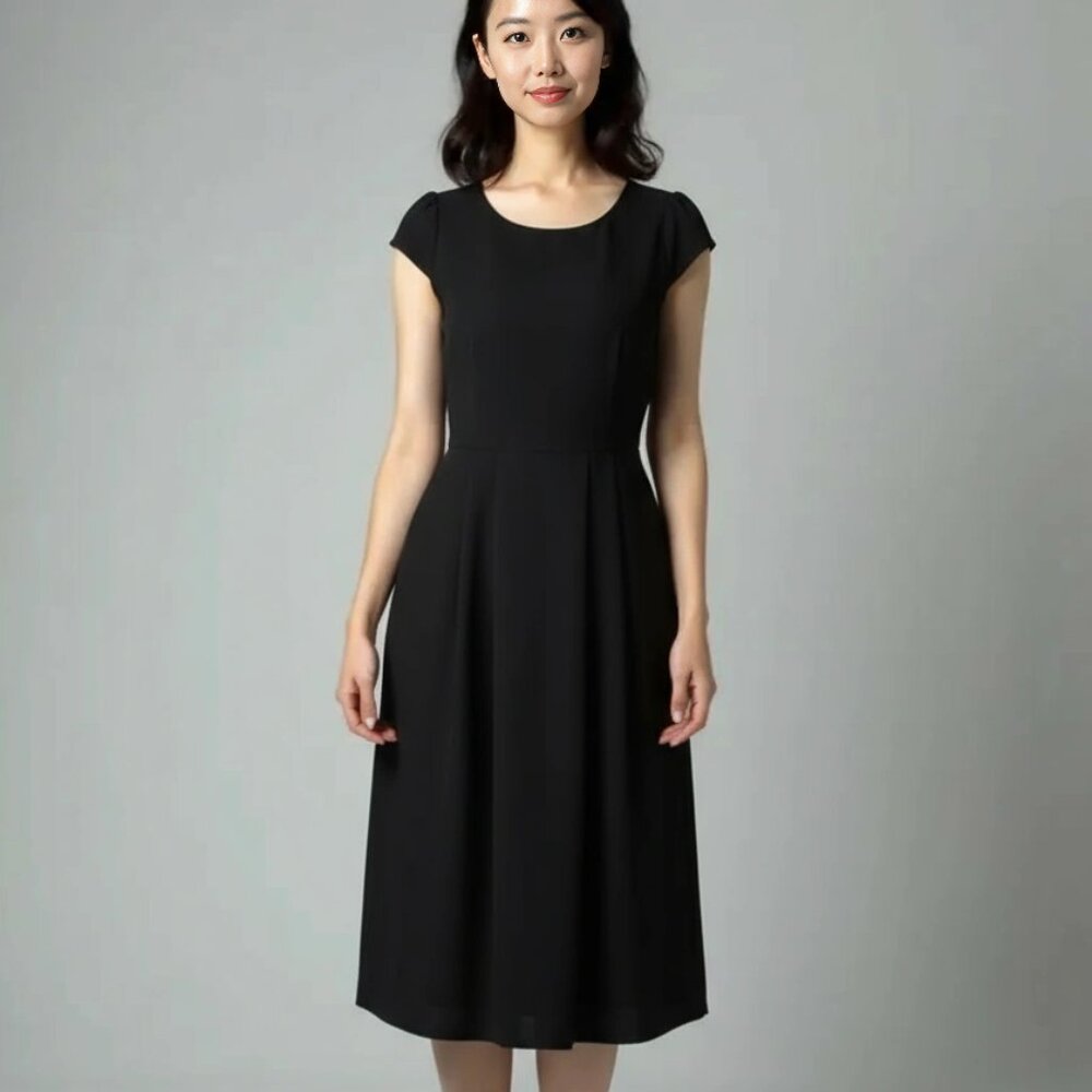 LuLaRoe Black Amelia Cocktail Dress with Gold Zipper, Large